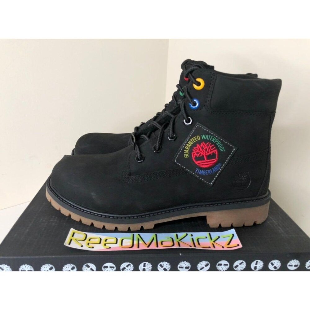 Timberland Boots 6 inch Black Patch Kids Youth Sizes TB0A2A75 001